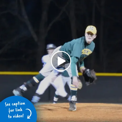 Teenager pitching at a baseball game