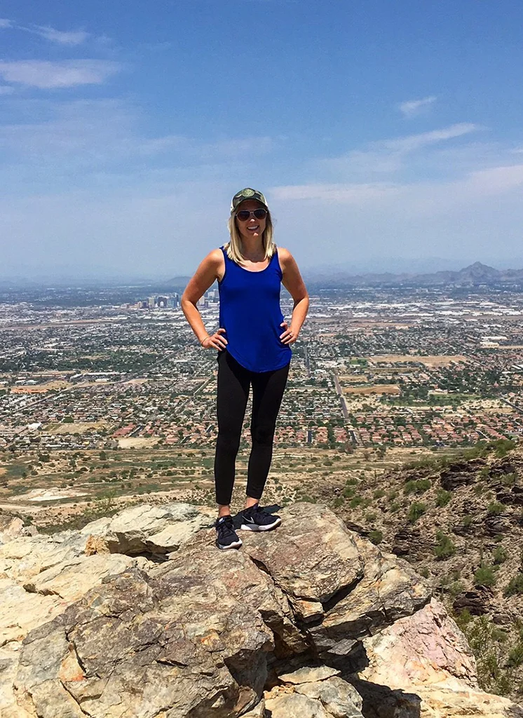 Carly hiking well after her treatment was completed