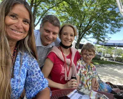 Lara and family with Pediatric Liaison Marilyn Richards